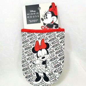 Disney Minnie Mouse Mini Oven Mitts 2pc new all over print white backing flirty